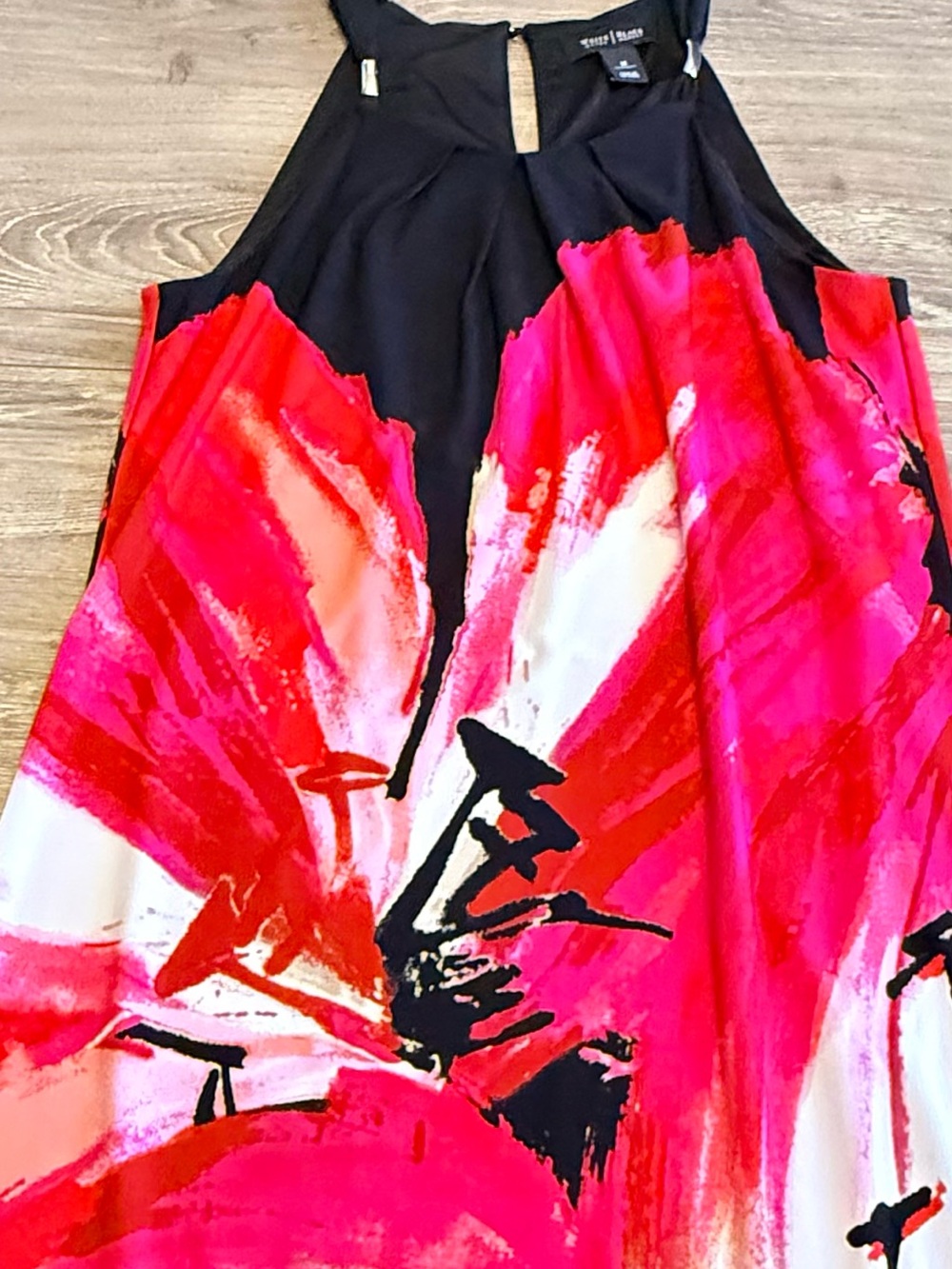 White House Black Market Pink Abstract Floral Halter Shift Dress M